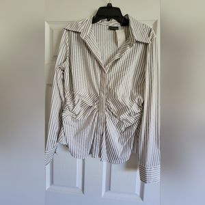 Striped white button up shirt